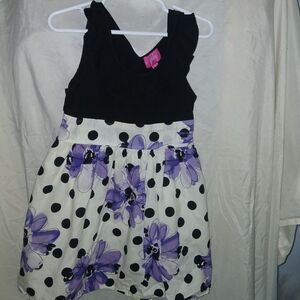 Pinky Black and White Dress with Purple Floral Accents